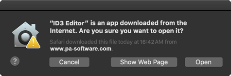An application that is not notarized